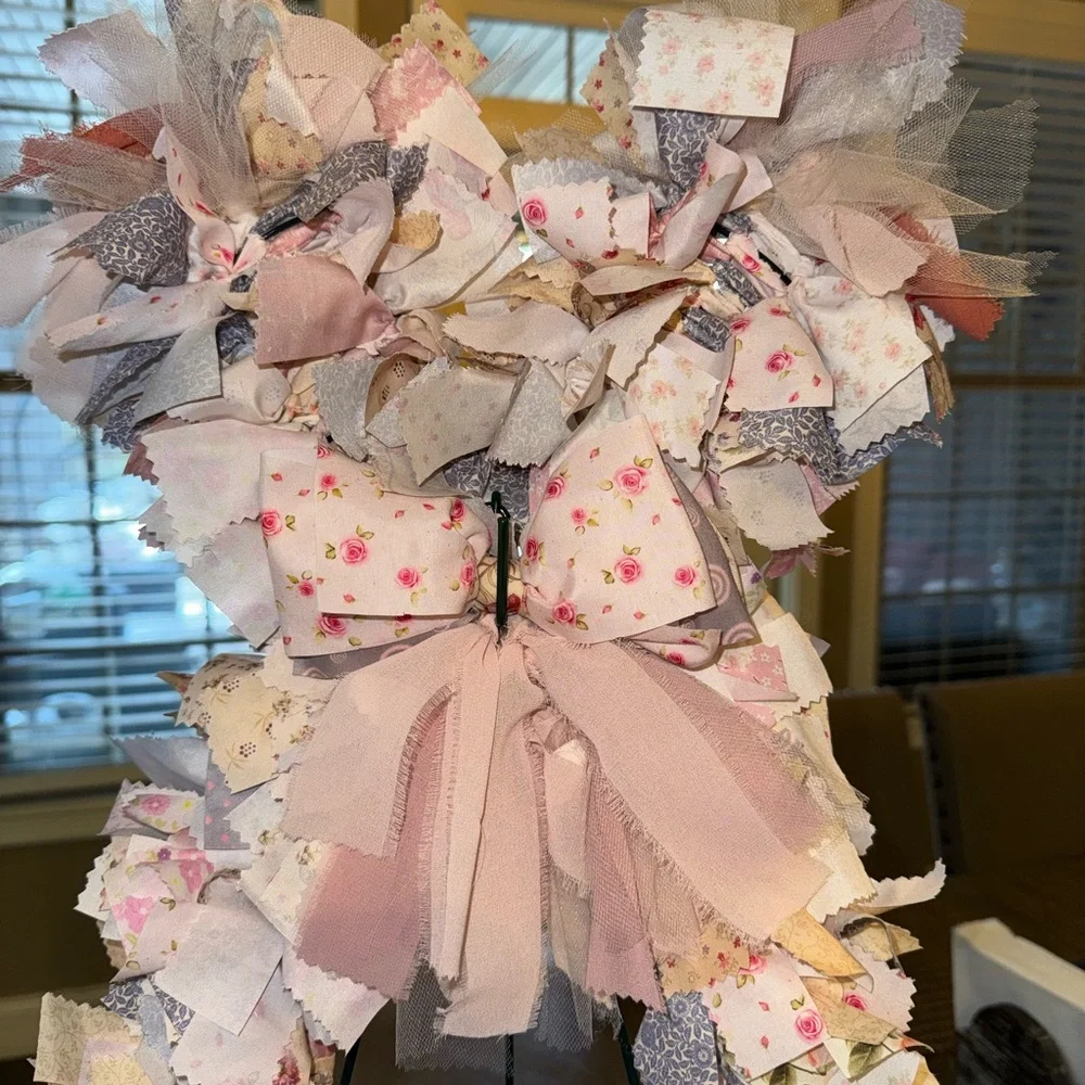 Hearth & Hand Pink and Cream Fabric Holiday Wreath